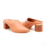 Mule Bico Fino Salto Bloco Terracota