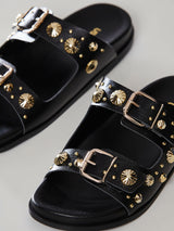 Sandália Papete Metais Preto