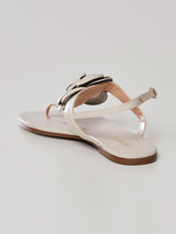 Sandália Flat Couro Flor Offwhite