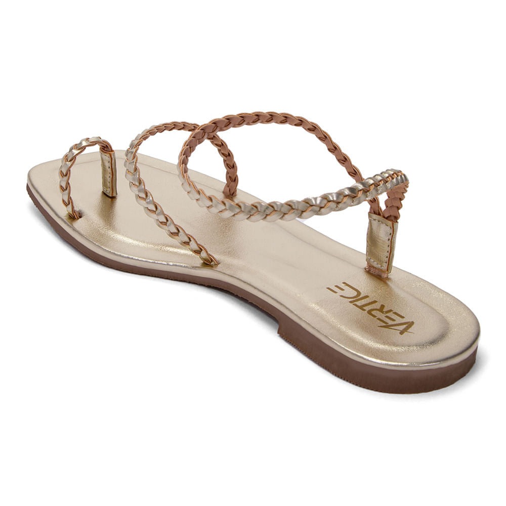 Sandália Rasteira Flat Trança  Dourado