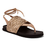 Sandalia Papete Amarração Palha Amêndoa
