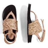 Sandalia Papete Amarração Palha Amêndoa