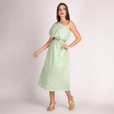 Sandália Mule Salto Fino Tramada  Amendôa