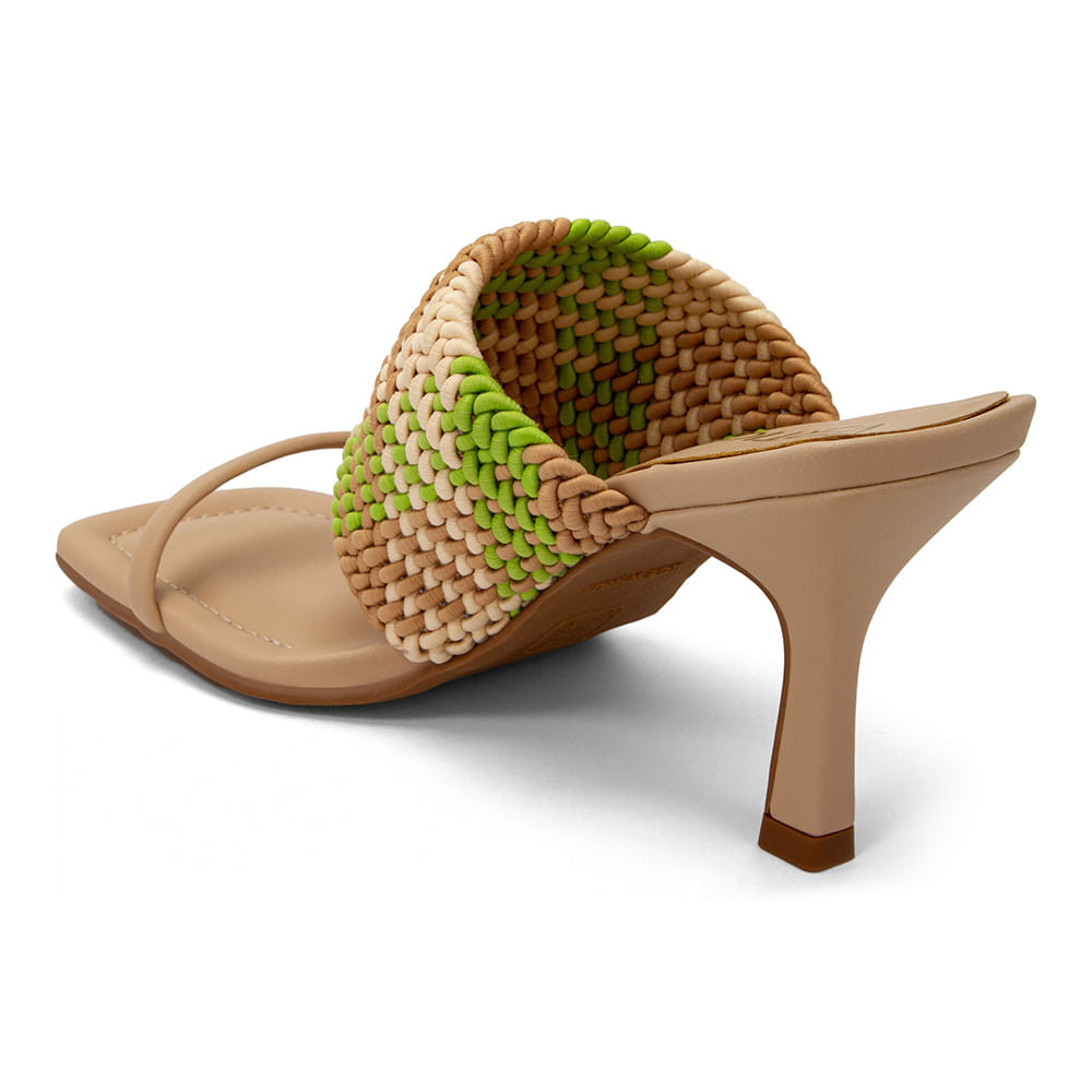 Sandália Mule Salto Fino Tramada  Amendôa