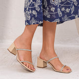 Mule Tiras Strass Nude