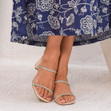 Mule Tiras Strass Nude