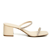 Mule Tiras Strass Nude