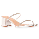 Mule Tiras Strass Prata