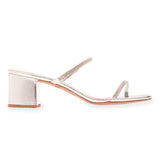 Mule Tiras Strass Prata