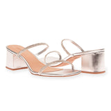 Mule Tiras Strass Prata