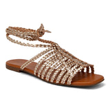 Sandália Rasteira Trançada Ouro  Light