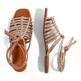 Sandália Rasteira Trançada Ouro  Light