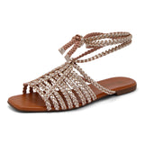 Sandália Rasteira Trançada Ouro  Light