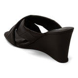 Mule Anabela Tiras Cruzadas Preto