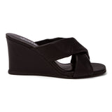 Mule Anabela Tiras Cruzadas Preto