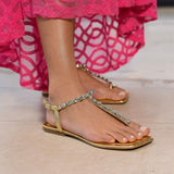 Sandália Rasteira Pedras Ouro