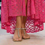 Sandália Rasteira Pedras Ouro