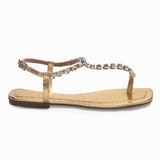 Sandália Rasteira Pedras Ouro