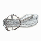 Sandália Rasteira Pedras Prata