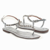 Sandália Rasteira Pedras Prata