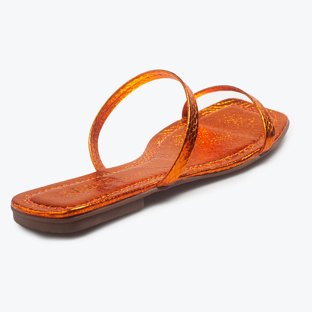 Sandália Rasteira Tiras Laranja