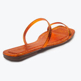 Sandália Rasteira Tiras Laranja