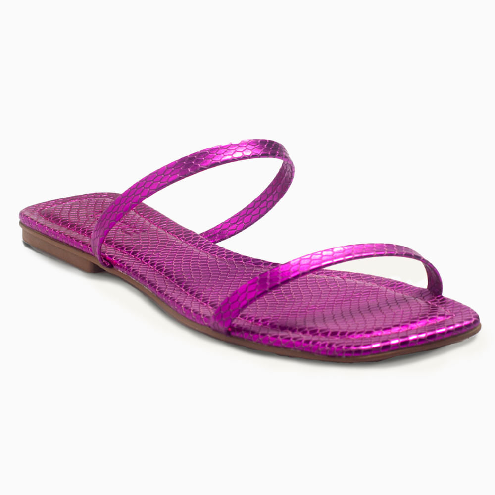 Sandália Rasteira Tiras Pink