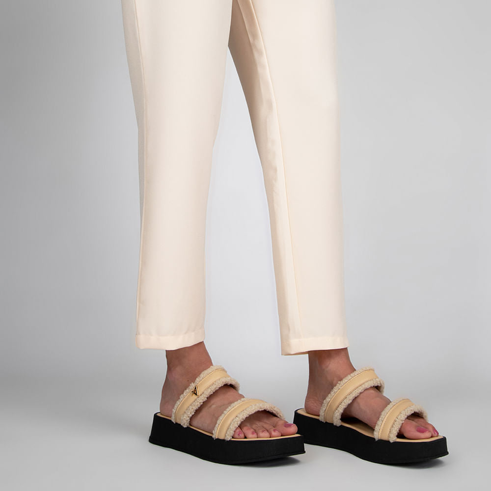 Sandália Flatform Duas Tiras  Porcelana