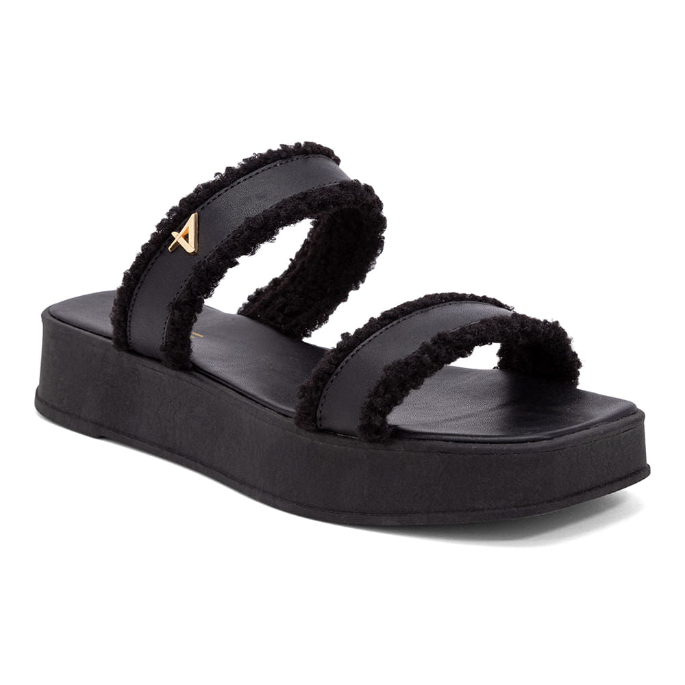 Sandália Flatform Duas Tiras  Preto