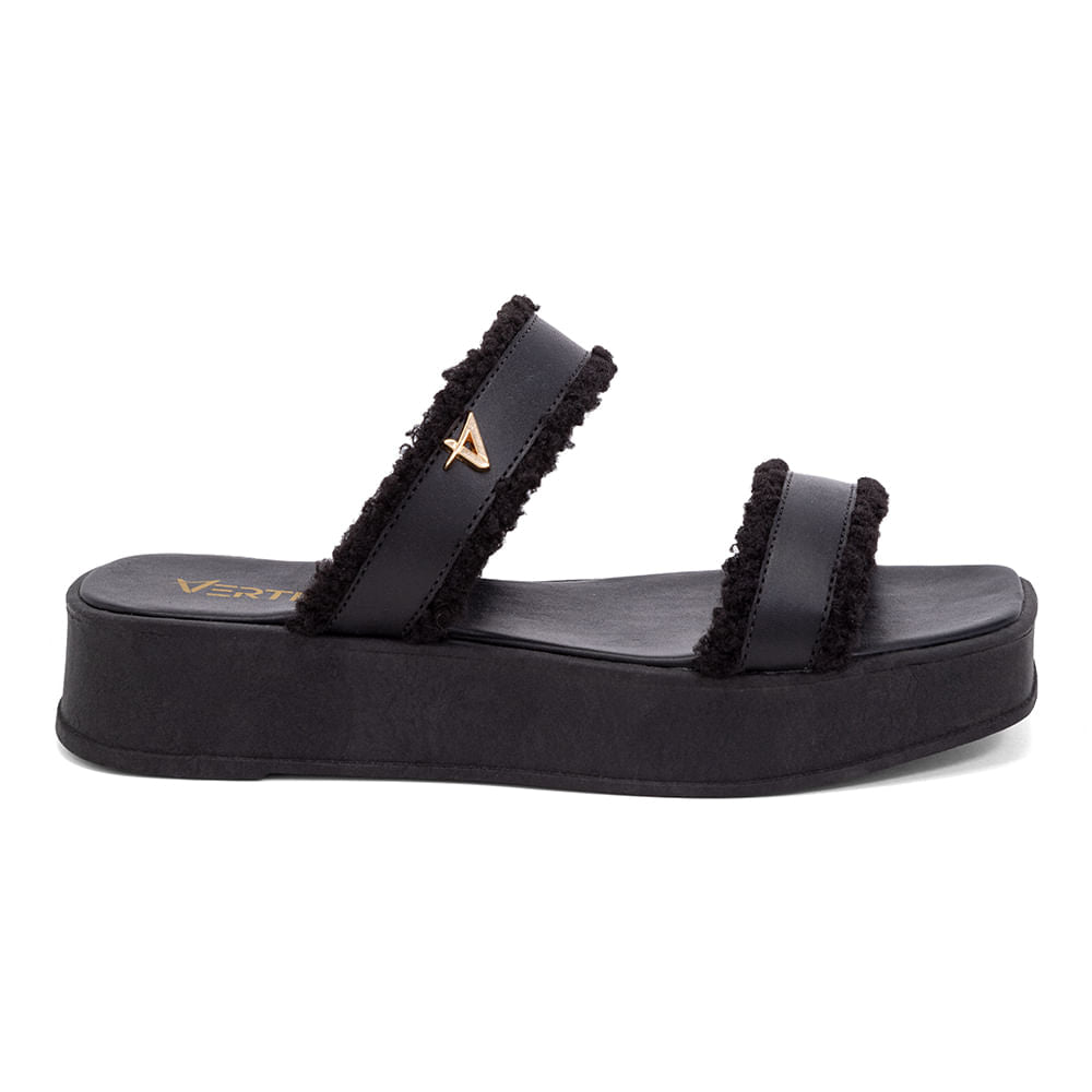 Sandália Flatform Duas Tiras  Preto