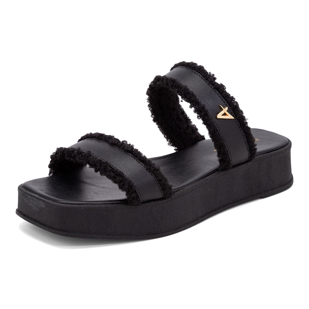 Sandália Flatform Duas Tiras  Preto