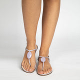 Rasteira Flat Feminina Enfeite Resina - Lilla