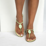 Rasteira Flat Feminina Enfeite Resina -Verde