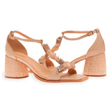 Sandália Pedras Salto Redondo Nude