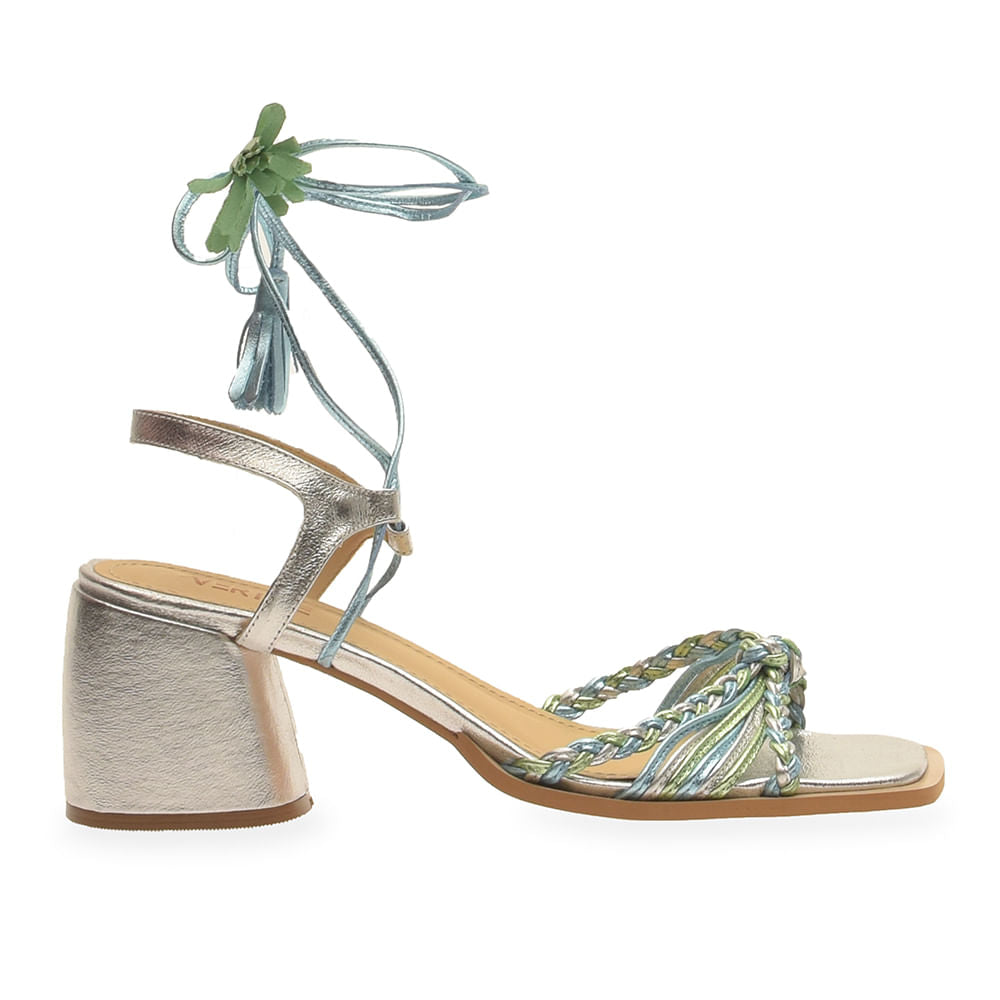 Sandália Metalica Bicolor Prata