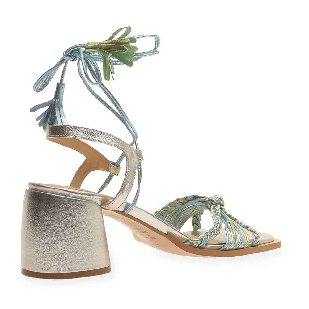 Sandália Metalica Bicolor Prata