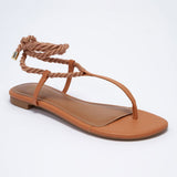 Sandalia Rasteira Corda - Caramelo