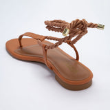 Sandalia Rasteira Corda - Caramelo