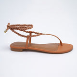 Sandalia Rasteira Corda - Caramelo