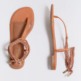 Sandalia Rasteira Corda - Caramelo