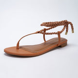 Sandalia Rasteira Corda - Caramelo