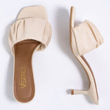 Mule Feminino Scrunchie Salto Medio  OffWhite
