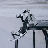 Sandalia Salto Alto Bloco Spike Prata