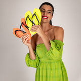 Chinelo Tira Lisa   Preto\ Laranja