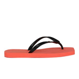 Chinelo Tira Lisa   Preto\ Laranja