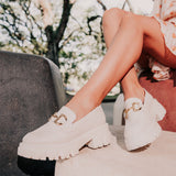 Mocassim Couro Tratorado Plataforma Offwhite