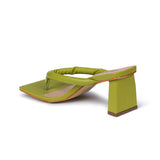 Mule Feminino Salto Médio Square Tiras Verde Claro