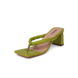 Mule Feminino Salto Médio Square Tiras Verde Claro