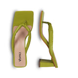 Mule Feminino Salto Médio Square Tiras Verde Claro
