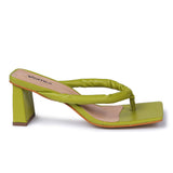 Mule Feminino Salto Médio Square Tiras Verde Claro